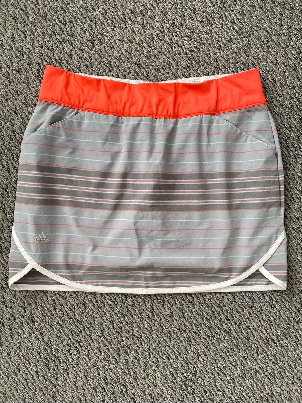 adidas Gray and Coral Striped Athletic Skort